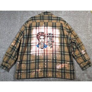 OOAK Upcycled Thick Flannel Shacket Jacket Sarcastic Humor Sassy Boyfriend XXL